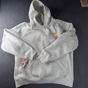 Dandy Worldwide Gift Giving Embroidered Hoodie Grey Floral Streetwear Medium